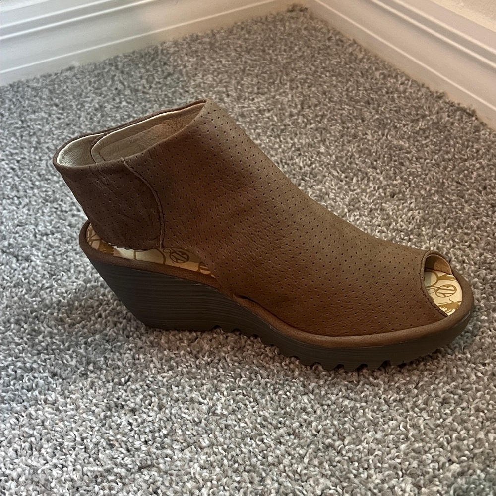Fly London Brown Open-Toe Wedges